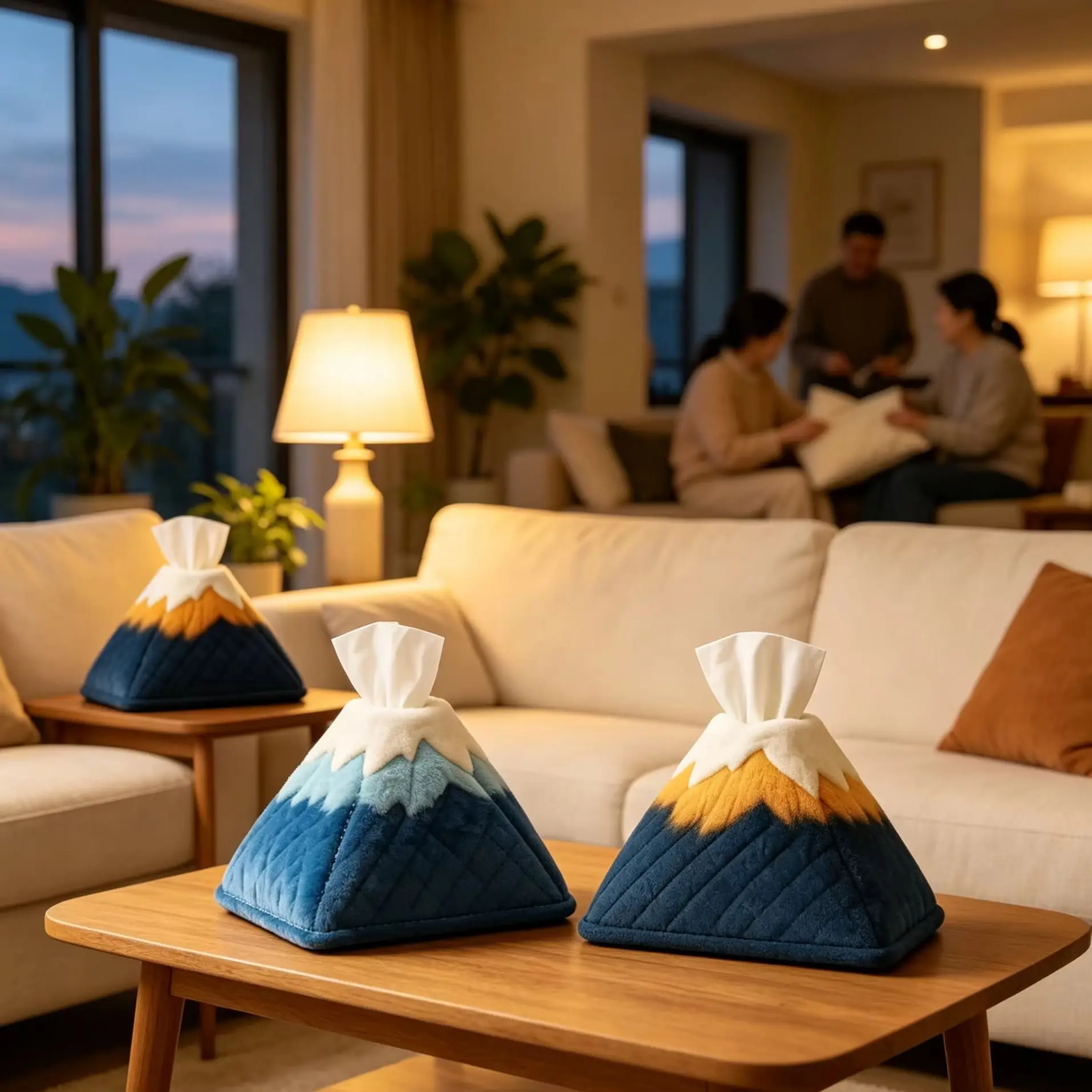 Creative Mountain Shaped Tissue Box Cover Soft Plush Tissue Holder Decorative Fuji Mountain Napkin Case Home Desk Decor Gift
