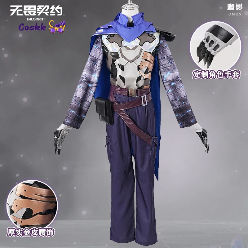 

Game VALORANT Omen Cosplay Costume Controller Omen Outfits with Mask Halloween Uniforms Party Suit Anime Clothings Custom Made