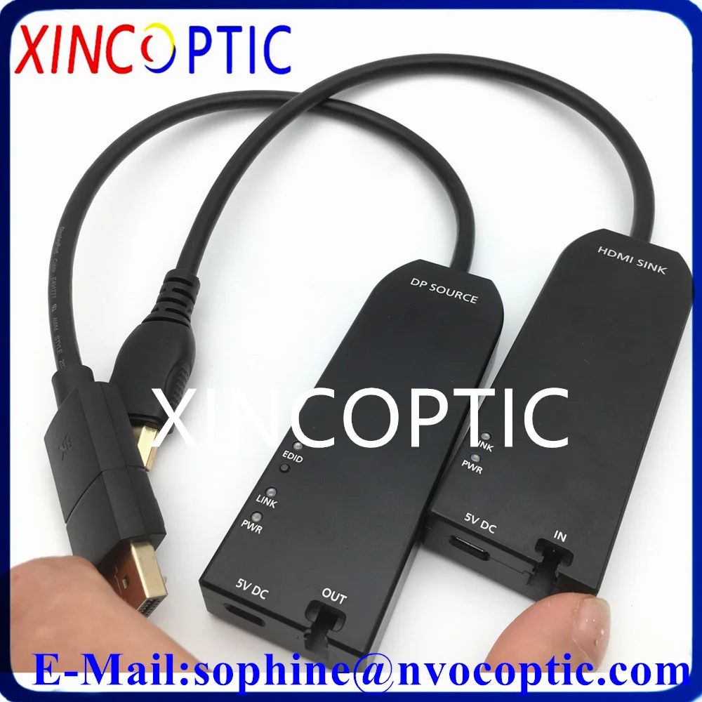 4K*2K@60Hz(4:4:4) DP1.2 Source to HDMI2.0 Sink Over Multi Mode OM3 Single LC Fiber Extender For Splicing Wall Display System