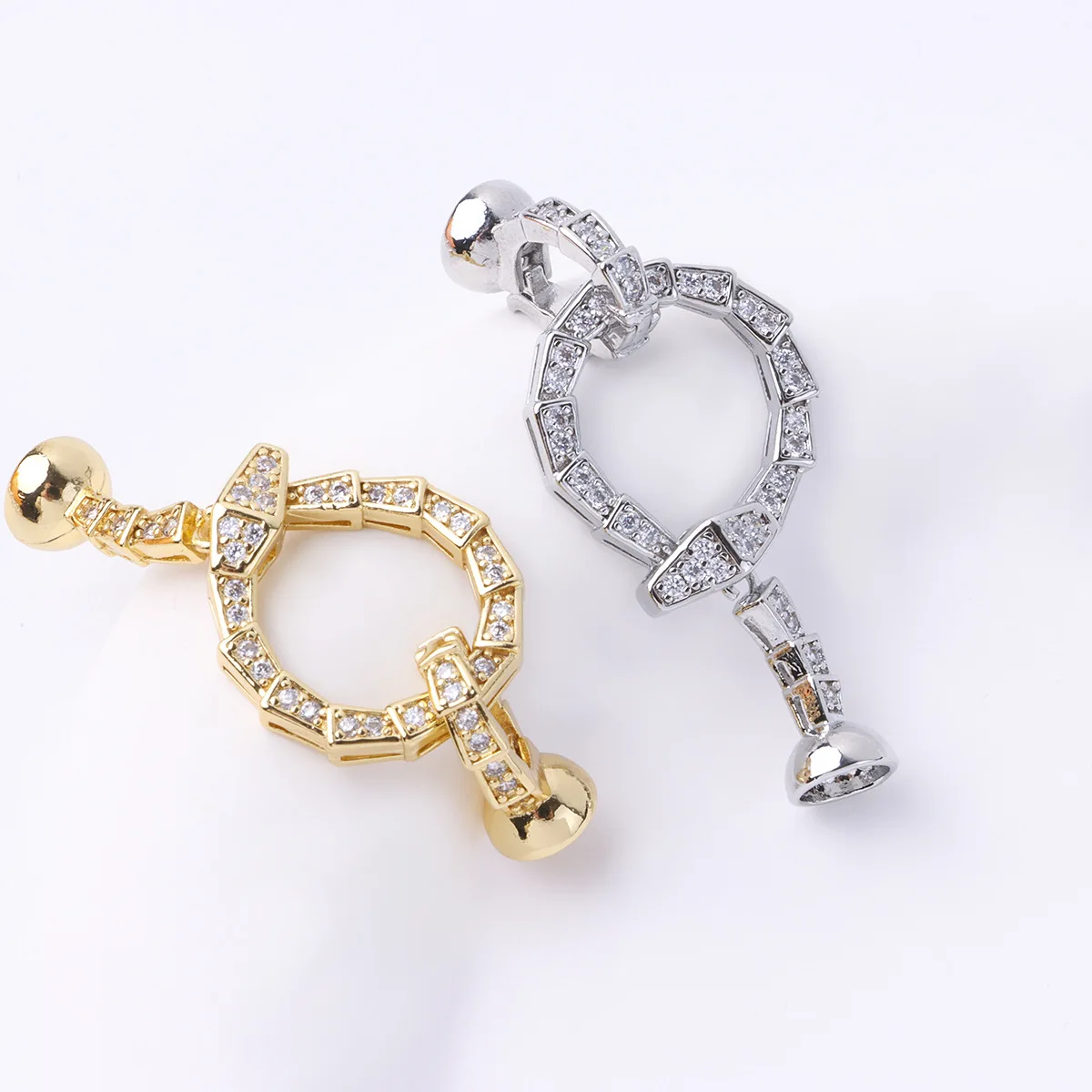 

1 Piece Copper Gold-plated Zircon Snake Bracelet Necklace Universal Connecting Buckle Female Diy Beaded Jewelry Accessories