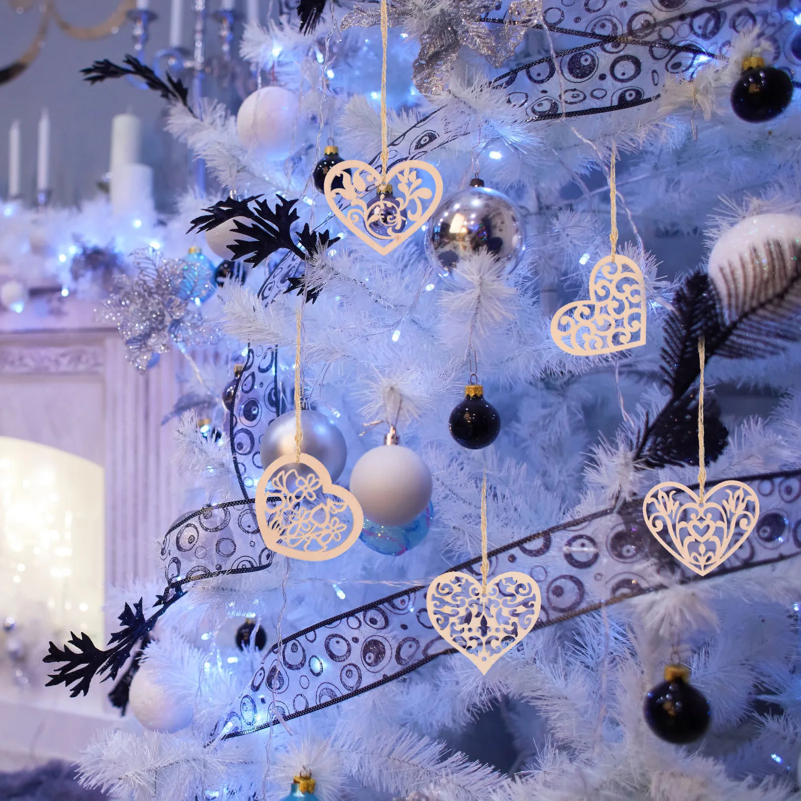 

100pcs Wooden Hollow Heart Shape Love Decor For Christmas Birthday Party Diy Craft Accessories Wall Hanging Ornament