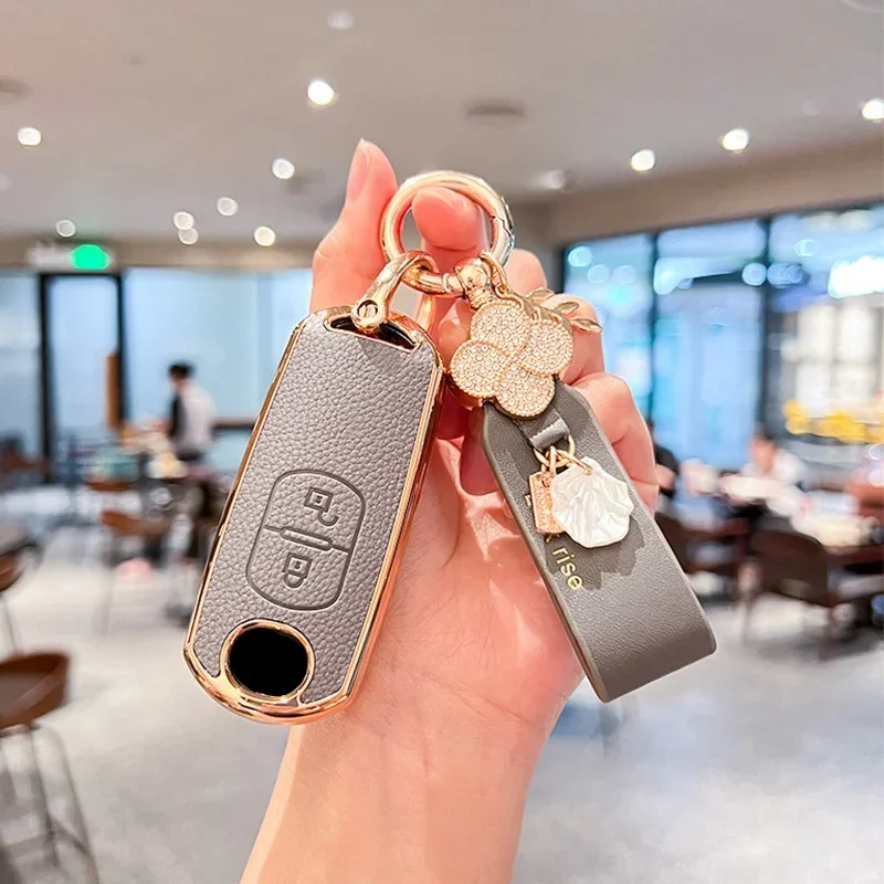 بولي TPU + الجلود سيارة مفتاح بعيد غطاء حماية شل حقيبة لمازدا 2 3 6 Atenza Axela Demio CX-5 CX5 CX-3 CX8 CX7 CX-9 2015-2019