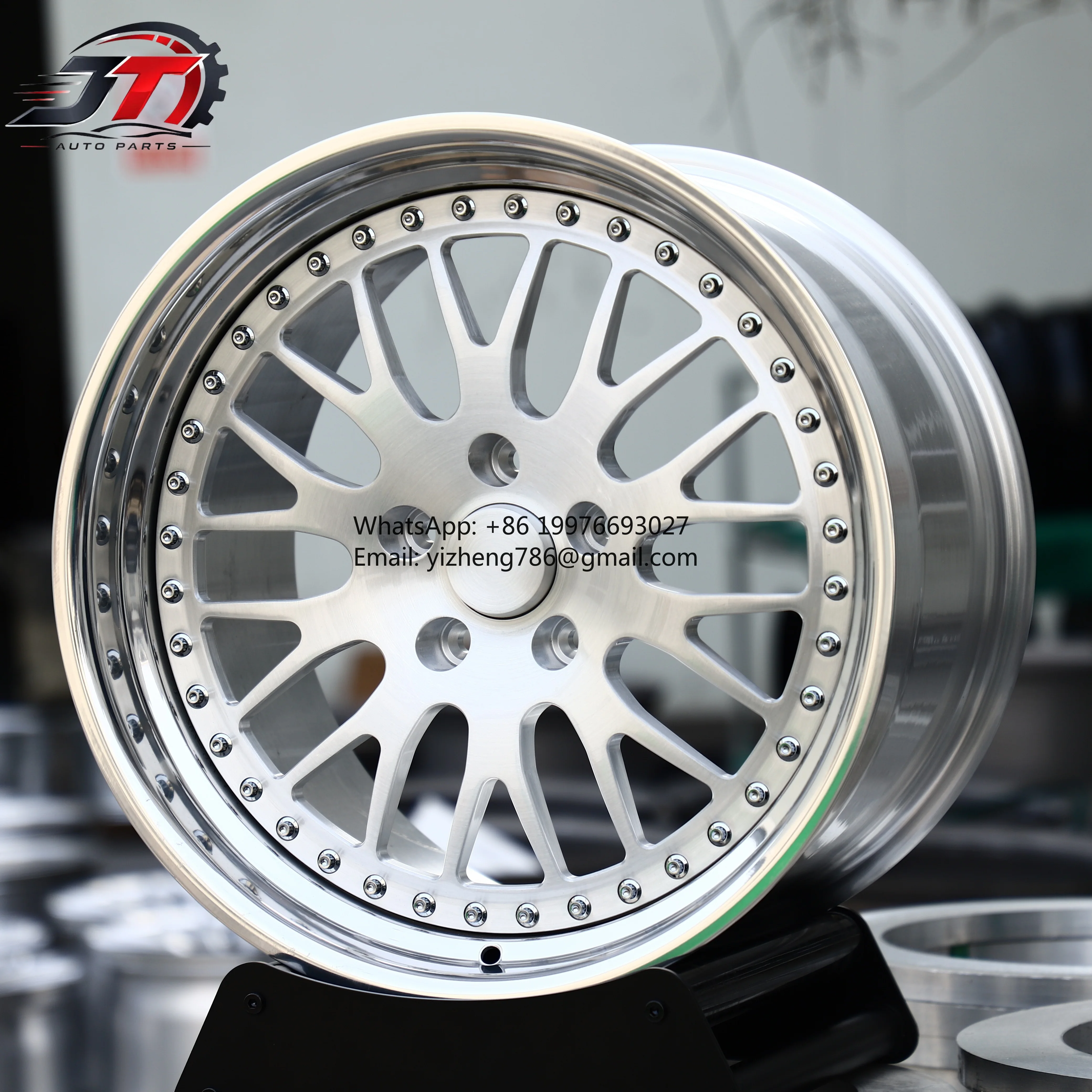 JT 18 19 20 21 Inch 5X112 2-piece Brushed Silver Y-spokes Chrome Rivets Polished Edge Forged Wheels LS For 911 For 718 For Musta