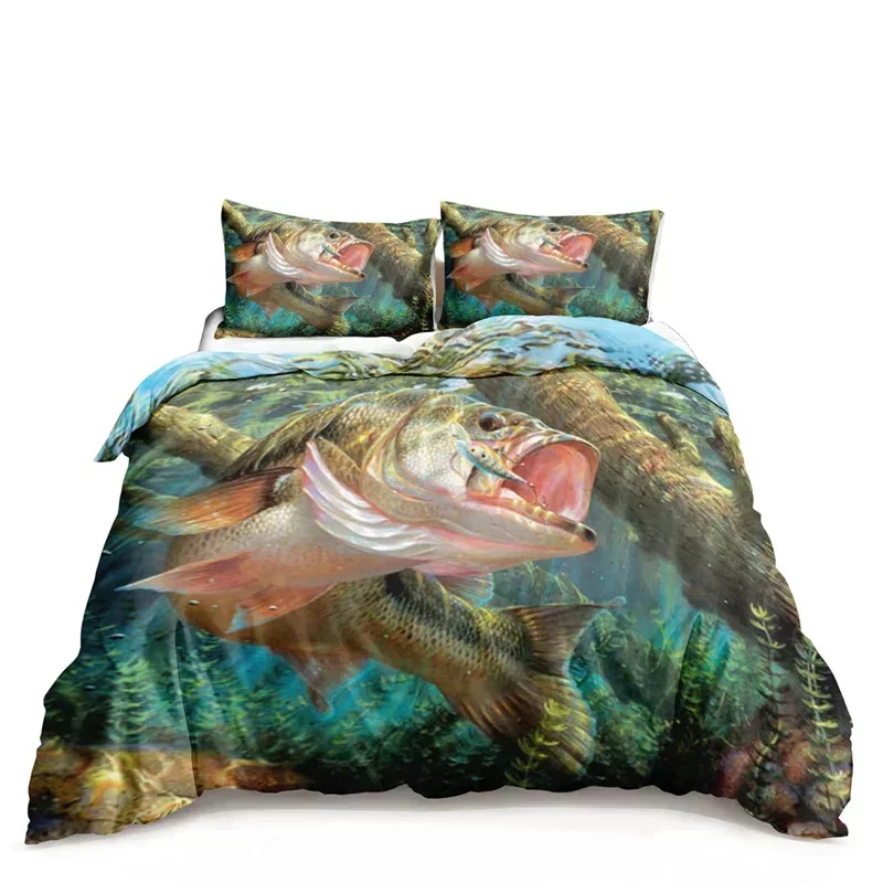 

Big Pike Fish Comfortable Duvet Quilt Cover Pillowcase Bedding Set Children Bedroom Decoration Home Textile