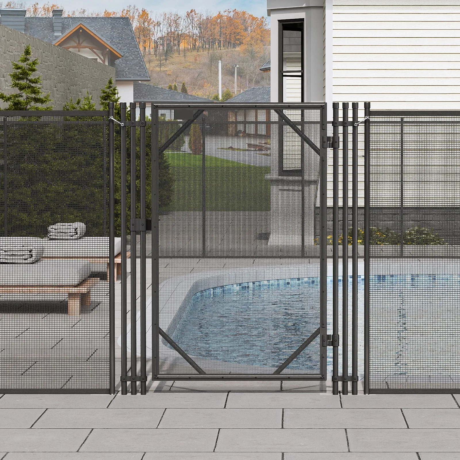 

Pool Fence 4'x12/48/72/96/108' 4'x2.5' Gate Inground Pool Removable Fences