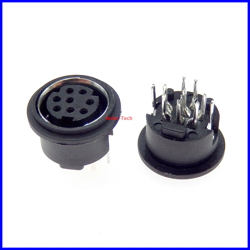 5Pcs 8 Pin Mini DIN Female Socket Connector 8Pin DIN PS2 Jack Mini Circular DIN Terminal Chassis Black