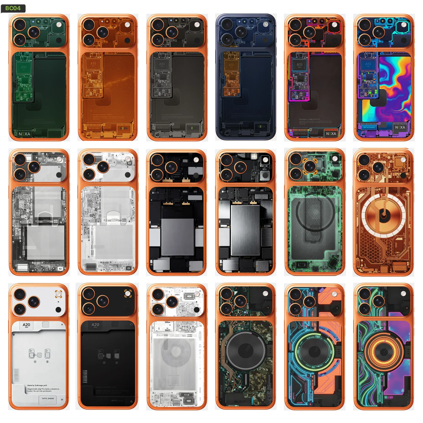 

BC04 For Apple iPhone 17 pro Max /17 pro/Air Camera with battery Skin Wrap 3D Colorful Rear Protective Sticker Film