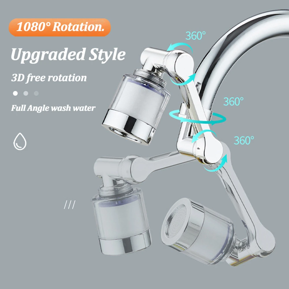 New 1080° Universal Rotation Faucet Sprayer Head for Washbasin Faucet Extender Splash Bubbler Nozzle Kitchen Tap 22/24mm Adaptor