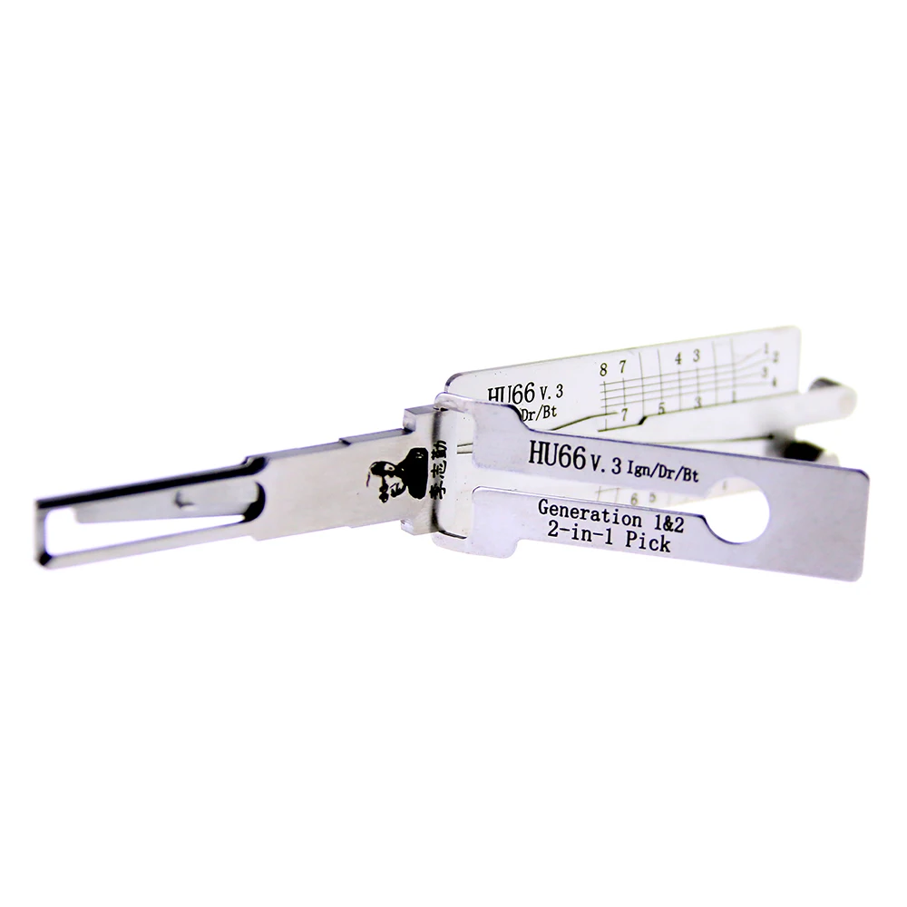 3-in-1 HU66 Lockpick Set, Lishi 2 in 1 Lock Tools,HU66 Power Key,Hu66 Fast PickTool,Beginner Practice Tools Locksmith Supply