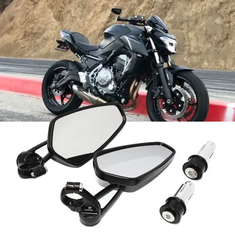 1 Pairs 7/8" Universal Motorcycle Bar End Rearview Mirrors Rear View Handle Side Mirrors Oval Aluminum for Suzuki Honda Yamaha image 3
