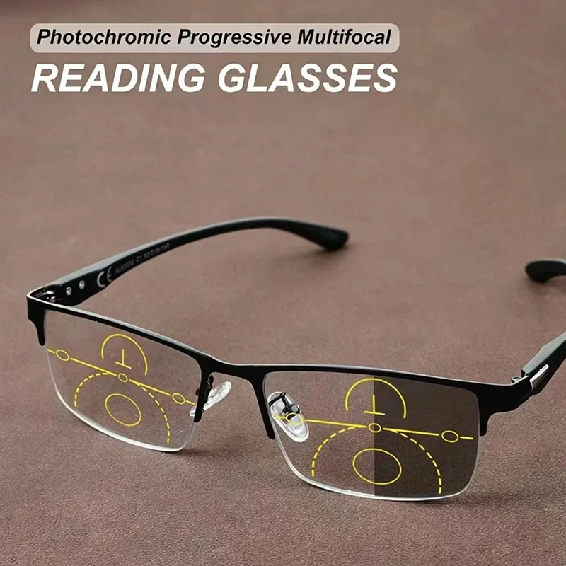Titan Multifokale Photochrome Lesebrille Männer TR90 Progressive Bifokale Anti Blau Licht UV Schutz Presbyopie Brille
