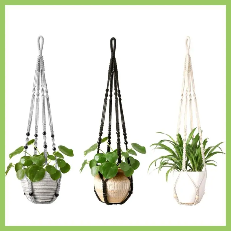 

Handmade Macrame Plant Hanger Indoor Hanging Planter Basket Woven Cotton Rope Flower Pot Crochet Plant Holder Stand