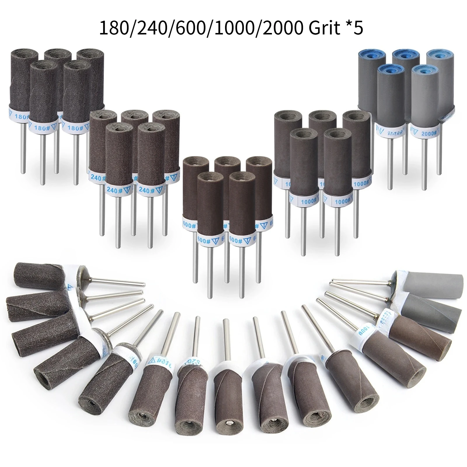 25Pcs 2.35 handles Sanding Sticks Set,  Perfect Polishing & Deburring Metal/Wood/Rust Remova Sandpaper for Rotary Tools