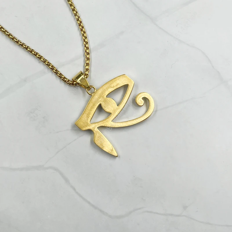 Gold color blue Eye Of Horus Pendant with zircon Men Women Jewelry Hip hop Stainless steel Gold Color Pendant Necklace Chain