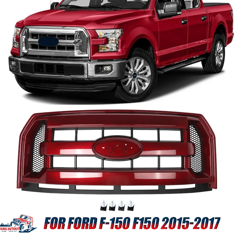 Front Grille Modified Grills Replace For 2015 2016 2017 Ford F150 Front Bumper Upper Grille Anti-insect Net Radiator Grid Grille