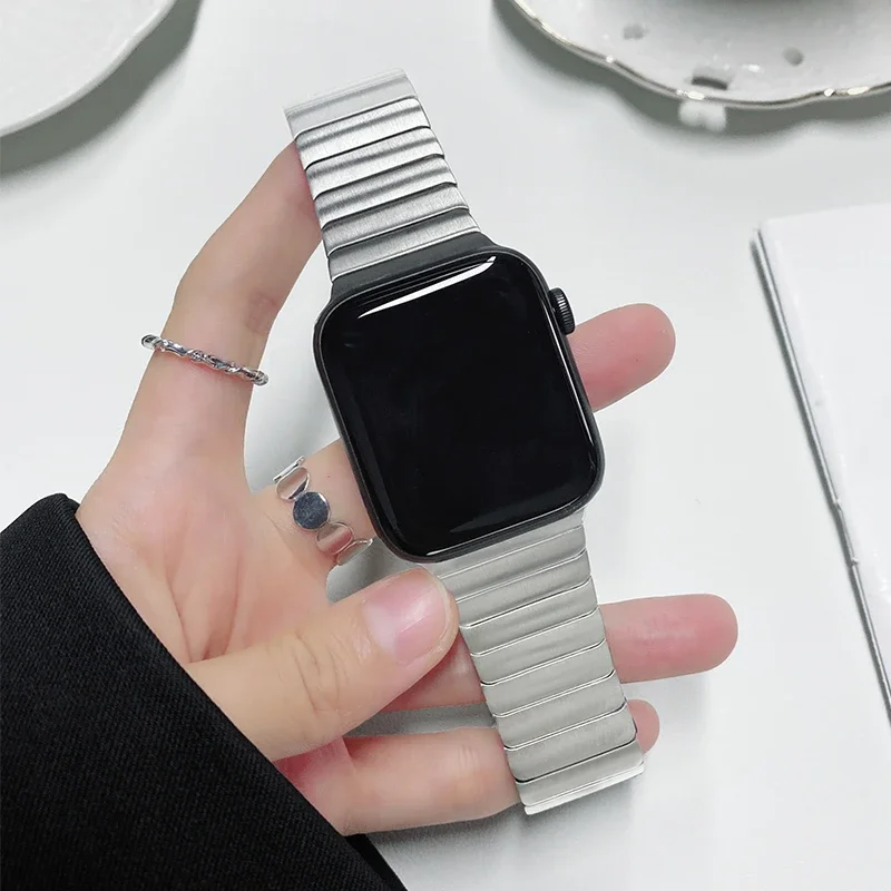 Ремешок из нержавеющей стали для Apple Watch Band 9 7 8 45 38 41 мм для IWatch Ultra 2 49 мм 6 5 44 мм 40 мм, звеньевой браслет 42 мм, аксессуары