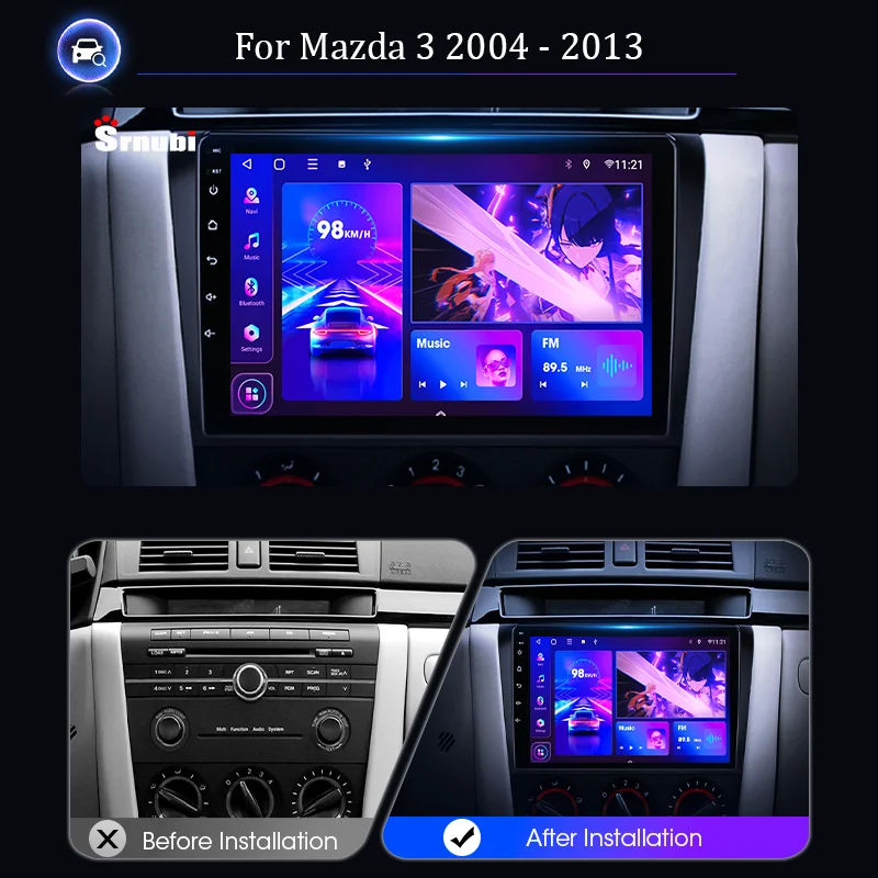 Srnubi Android 12 Carplay for Mazda 3 2004 2005 2006 2007 2008 2009 Car Radio with BOSE Multimedia Player 2 Din Stereo Autoradio