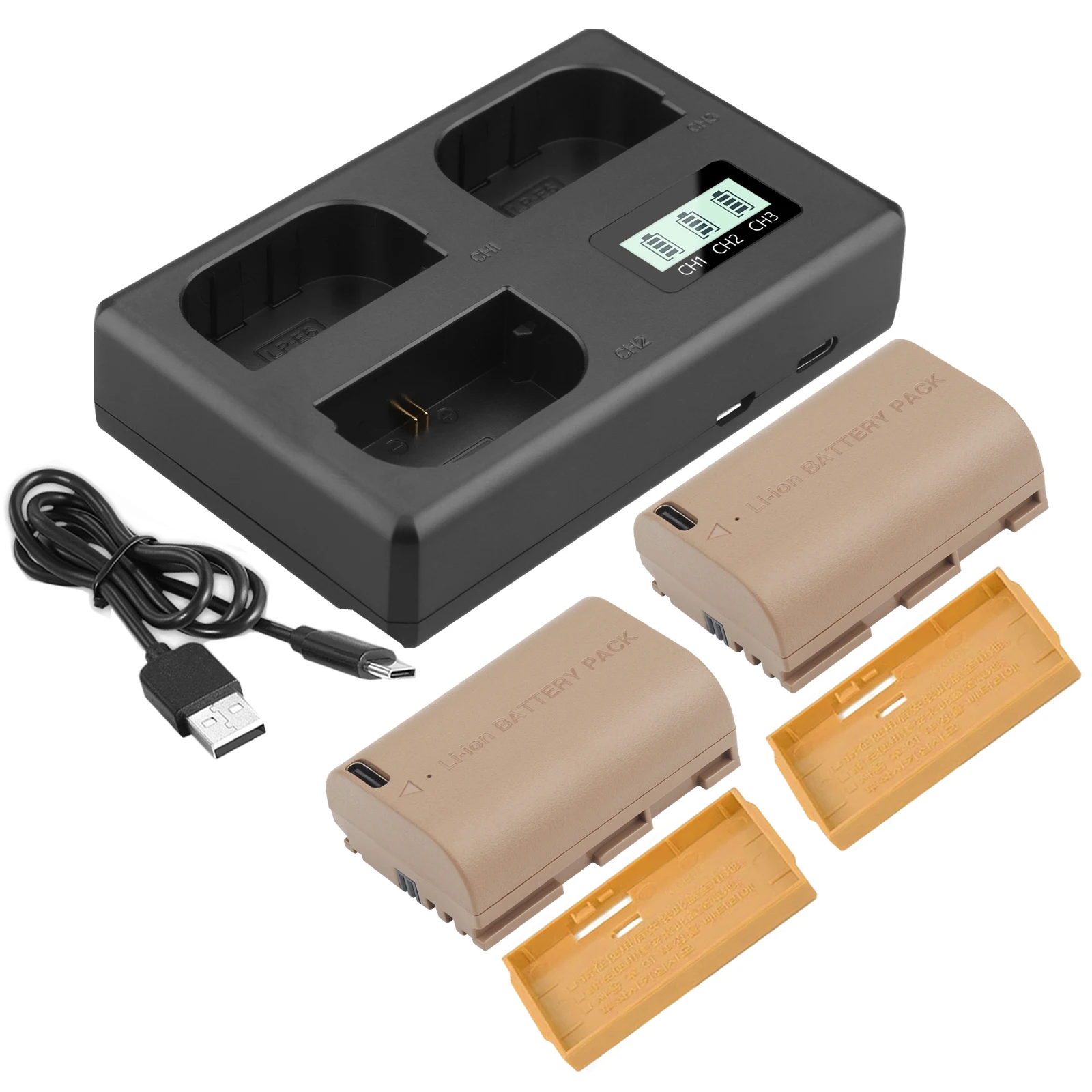 3200mAh LP-E6NH Replace LP-E6N LP-E6 Battery Triple Slot USB Charger For Canon EOS R R5 R6 60D 70D 80D 90D 5D IV 5DS R 7D Mark