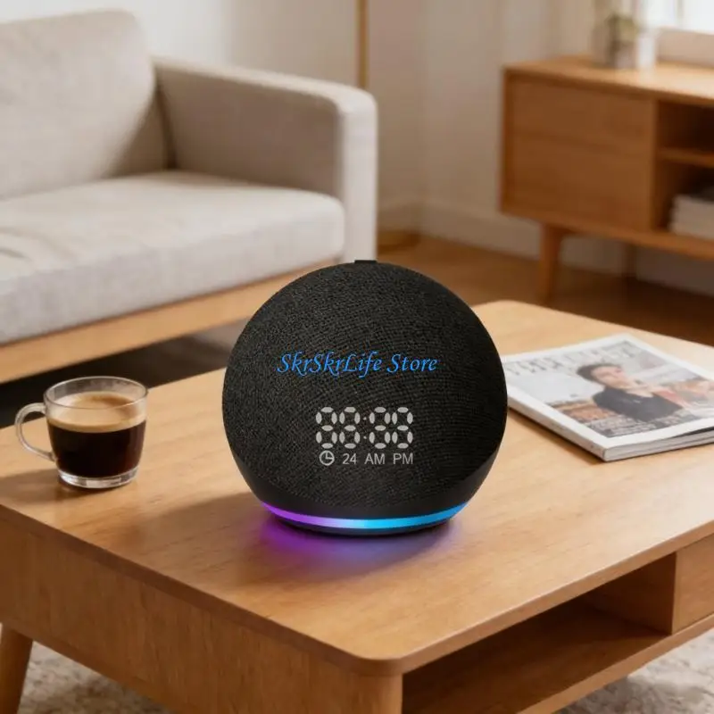 

E65E Plastic Bluetooth-compatible Speaker With LED Display Clock For Bedroom Use
