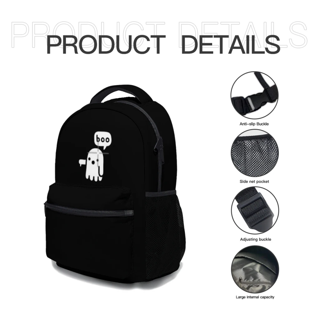 Ghost Of Disapproval For kids Large Capacity Student Backpack Cartoon School Backpack  17inch