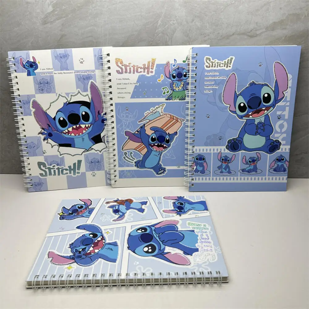 Random One Lilo & Stitch Coil Notebook Cartoon Stitch Horizontal Line Notebook Student Stationery Loose-leaf Coil Notebook Gifts