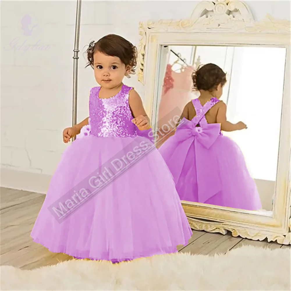 Amarelo menina vestido lantejoulas 2025 bonito flor menina vestidos festa de aniversário evento personalizado festivais beleza pageant