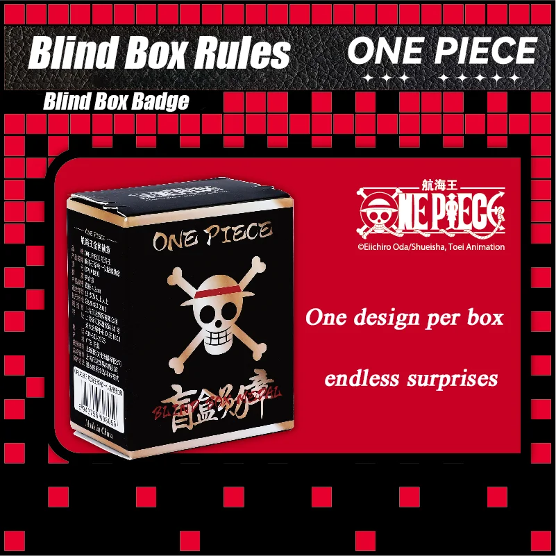 1 pièce Officiel ONE PIECE Chapeau de paille des pirates Médaille d'or Crâne Boîte mystère – Un badge tendance et un cadeau surprise amusant pour les amis.