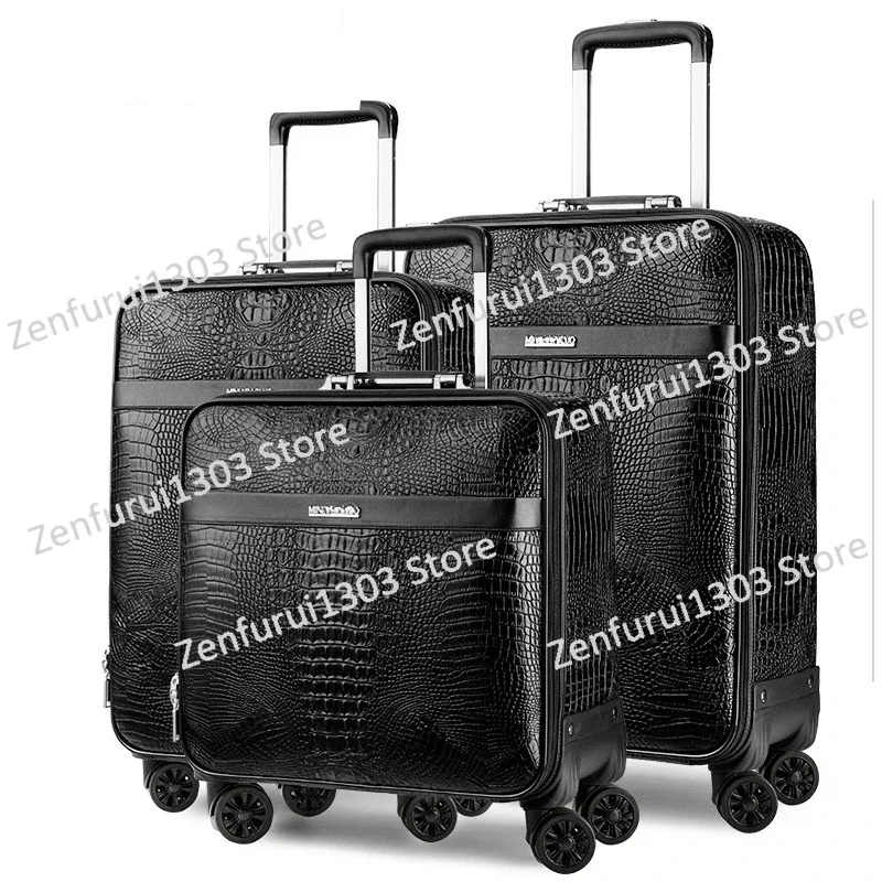 

Crocodile pattern suitcase, male durable 20-inch boarding 24-inch travel business password trolley case