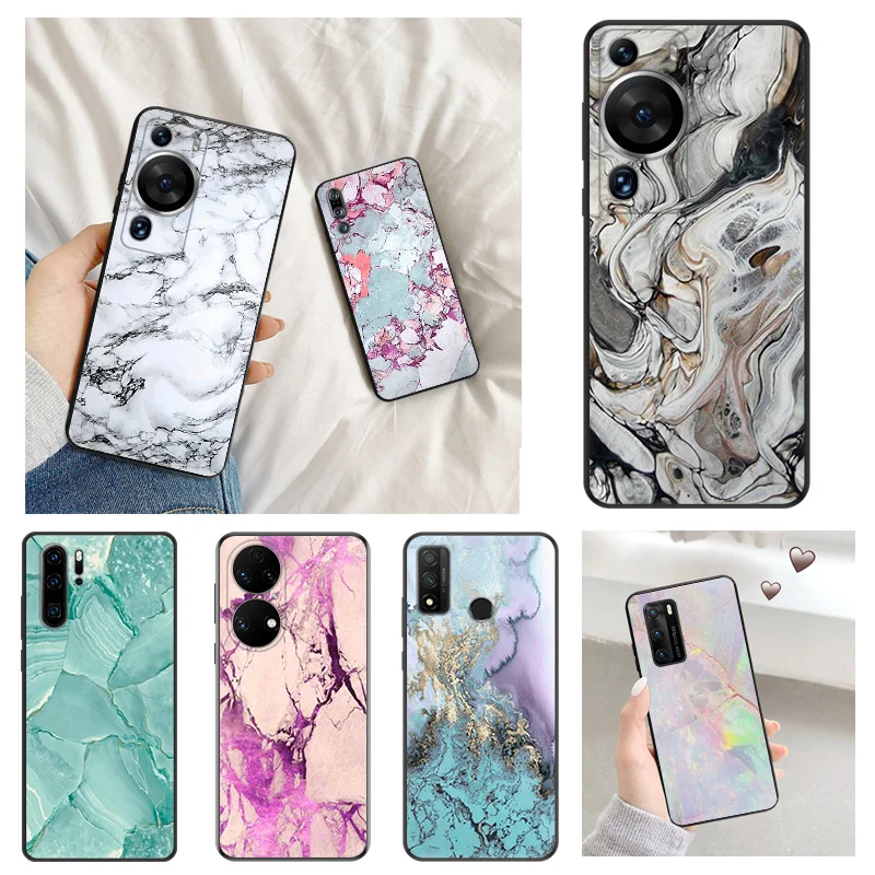 Матовый чехол для телефона Huawei P20 P40 P30 Moto G30 G31 G200 One Fusion синий зеленый розовый градиент мрамор Искусство мягкий черный Чехол Funda