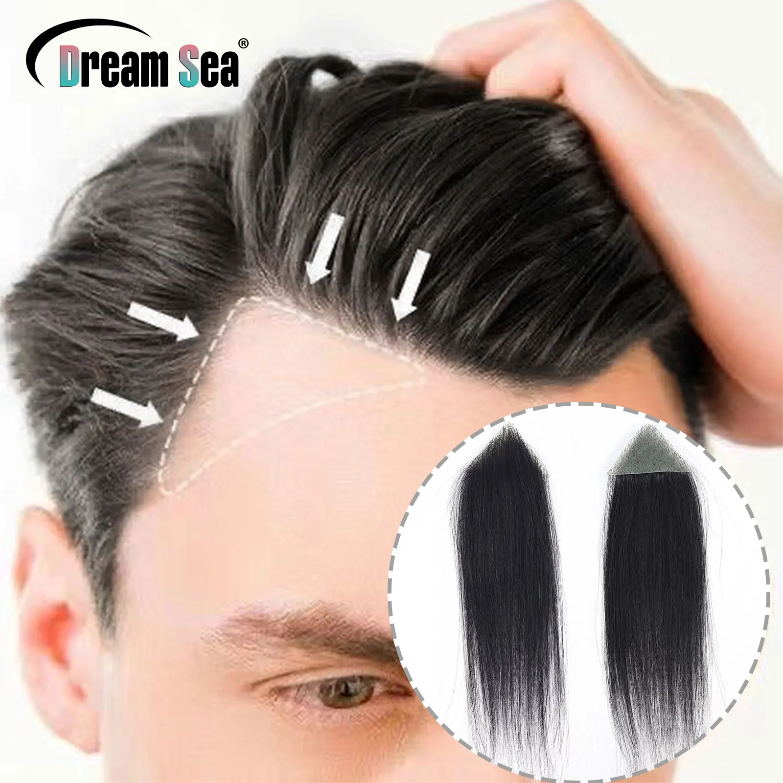 Small Human Hair Patches Toupee V Style Frontal Hairline Human Hair Men 0.06mm Ultra Thin Skin PU Men's Capillary Prosthesis