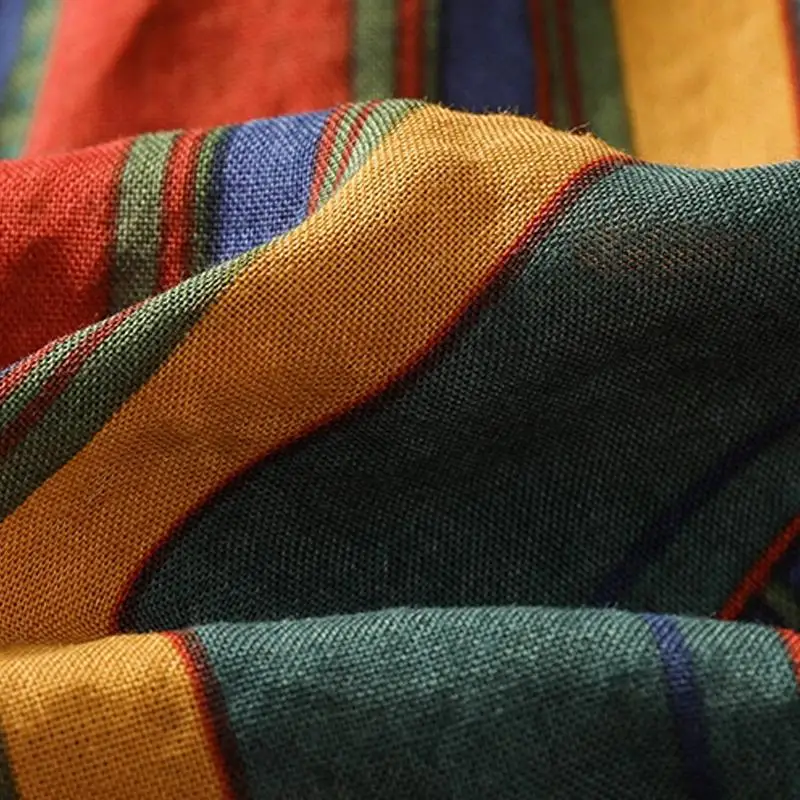 Mori menina feminina midi saia de cintura alta colorido listrado jupe femme longo elegante vintage algodão linho saias das mulheres