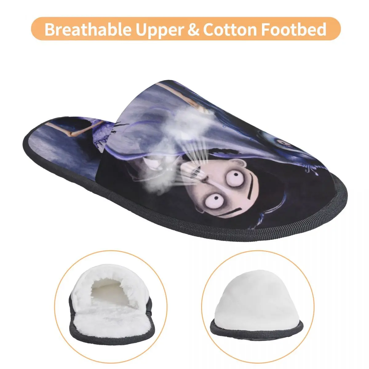 Custom Women Halloween Film Corpse Bride House Slippers Warm Ghost Tim Burton Memory Foam Fluffy Slipper Indoor Outdoor Shoes