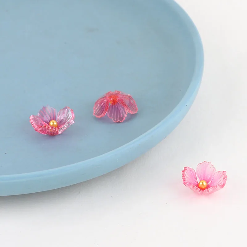 10pcs Diy Resin Antique Ornaments Transparent Pearl Five-petal Acrylic Flowers Small Fresh Ear Nail Material Handmade