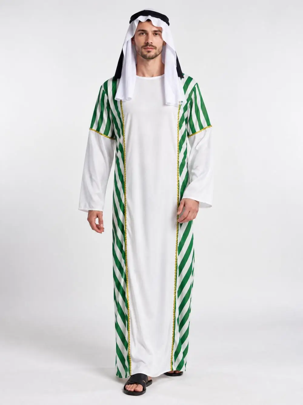 Men's Middle Eastern Costumes Arabic Robe Costume Set Muslim Robe Party Masquerade Balls Stage Performance and Halloween Costume