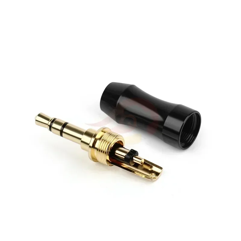 Jack 3.5mm Audio Headset 3 Poles Gold Plated 3.5 Plug Connectors Solder Aluminum Alloy Shell Fixing Cable 6mm Black Silver