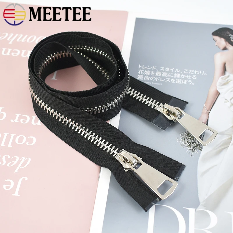 1Pc 10# Double Sliders Metal Zippers for Sewing Black Zipper Coat Jackets Zips DIY Repair Kits Accessories Tools