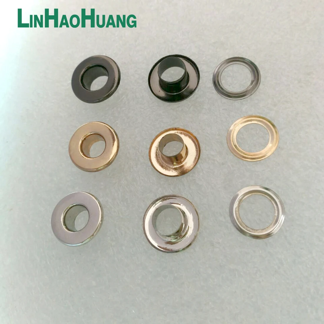 100sets/lot No Sew metal brass eyelets with washer 6mm*12mm small round metal grommets 3color+Tools