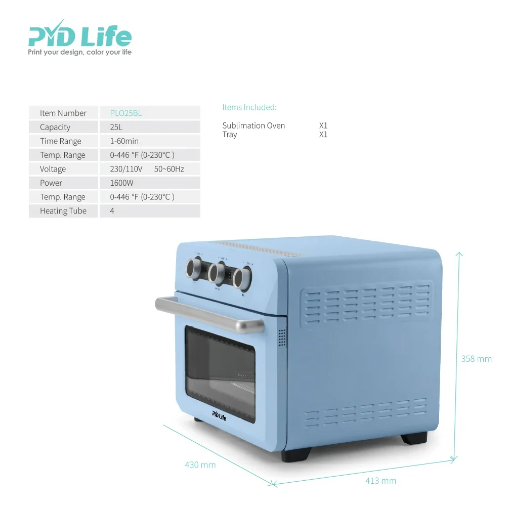 PYD Life 25L iSmart Sublimation Oven Machine Heat Press Oven for Sublimation Mugs Tumblers Printing