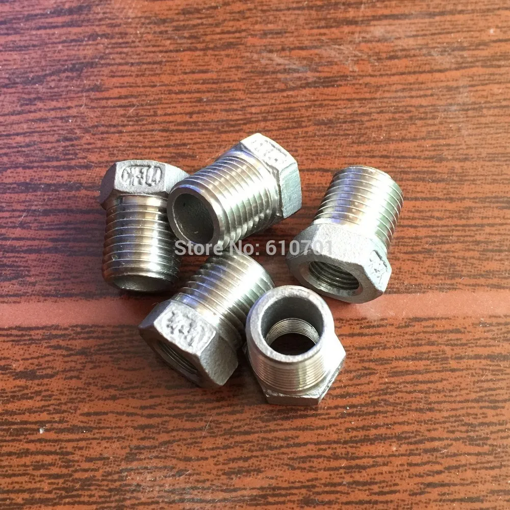 

5pcs 1/4" Male x 1/8" Female Thread Reducer Bushing M/F Pipe Fitting SS 304 BSP