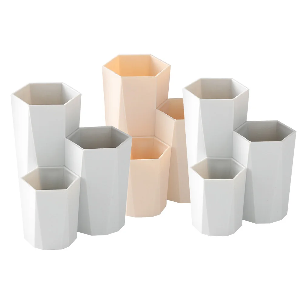 

Stylish Plastic Storage Box Pen Brush Holder Sundries Organizer for Desk Table White Pen Holder Sundries Organizer