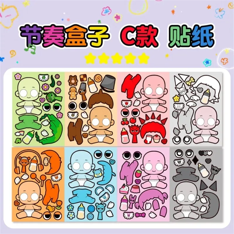 --8 시트/팩 DIY 만화 Gmae 퍼즐 스티커 얼굴 만들기 귀여운 유니콘 만화 어린이 게임 크리 에이 티브 조립 퍼즐 장난감 선물