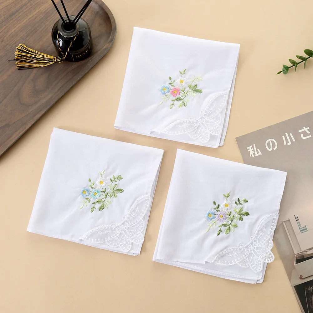 6Pcs Soft Pure Combed Cotton Handkerchiefs, Elegant