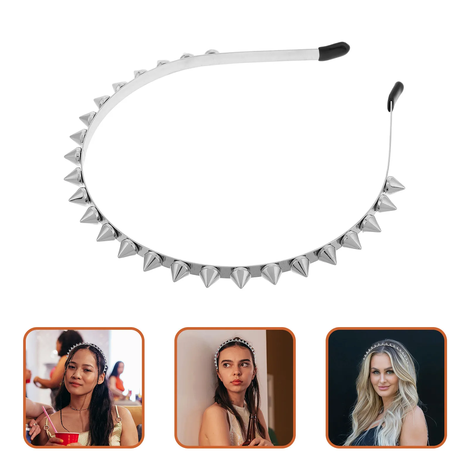 

Punk Style Spiked Headband for Women Studded Headwear with Alloy Rivets Gothic Fashion Headpiece Festival Concert Cosplay