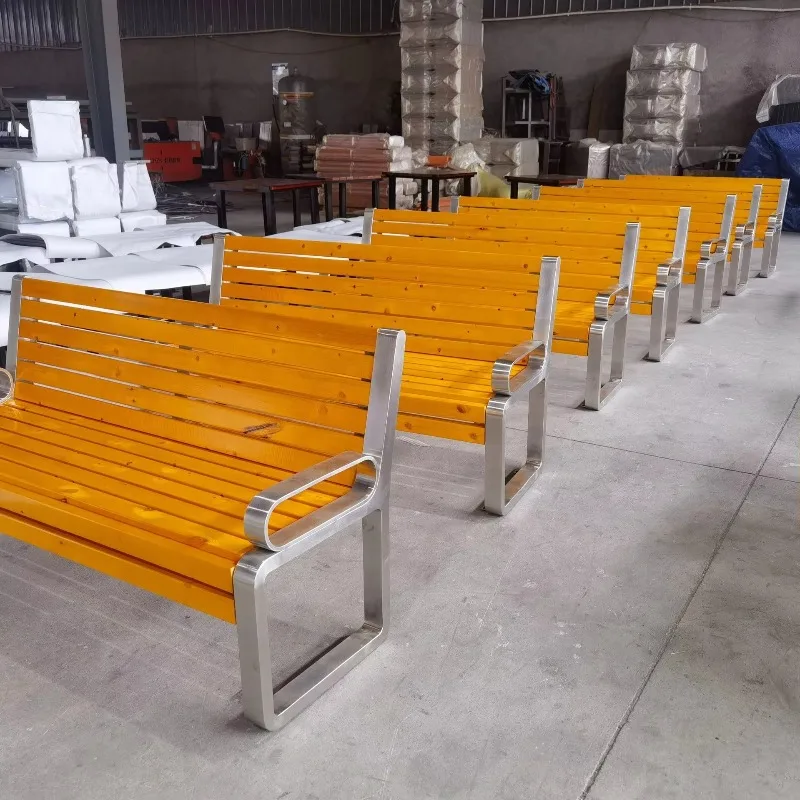 كرسي بارك طويل في الهواء الطلق مع مقعد صف حديقة من الفولاذ المقاوم للصدأ مضاد للتآكل للاستخدام في الفناء أو الصالة الرياضية