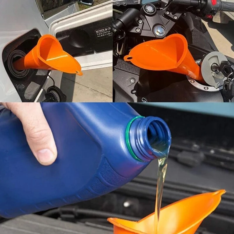 4pcs Car Oil Filling Equipment Universal Multi-color Anti-splash Plastic Long Stem Funnel Auto Motorcycle Refueling Accessories