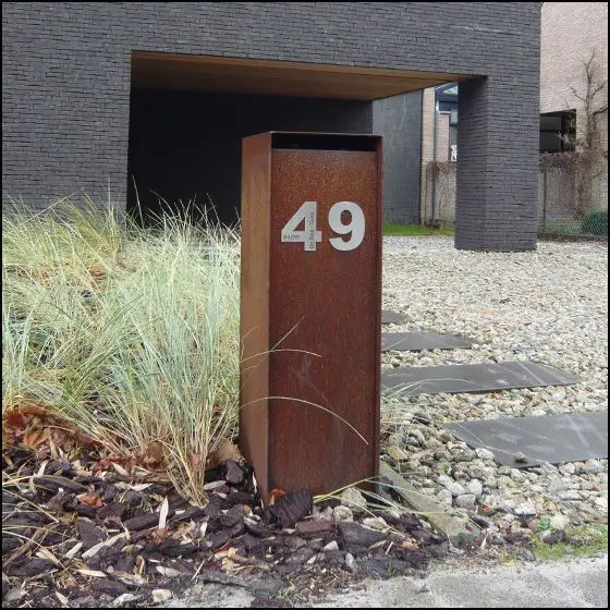 Modern Style Unique Rusted Corten Steel Outdoor Mailboxes For Sale