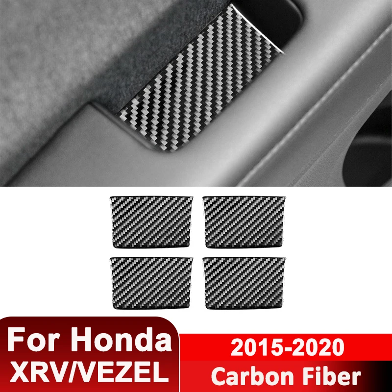 

For Honda XRV VEZEL 2015-2020 Carbon Fiber 4PCS Car Door Armrest Panel Grooves Decorative Stickers Auto Interior Accessories