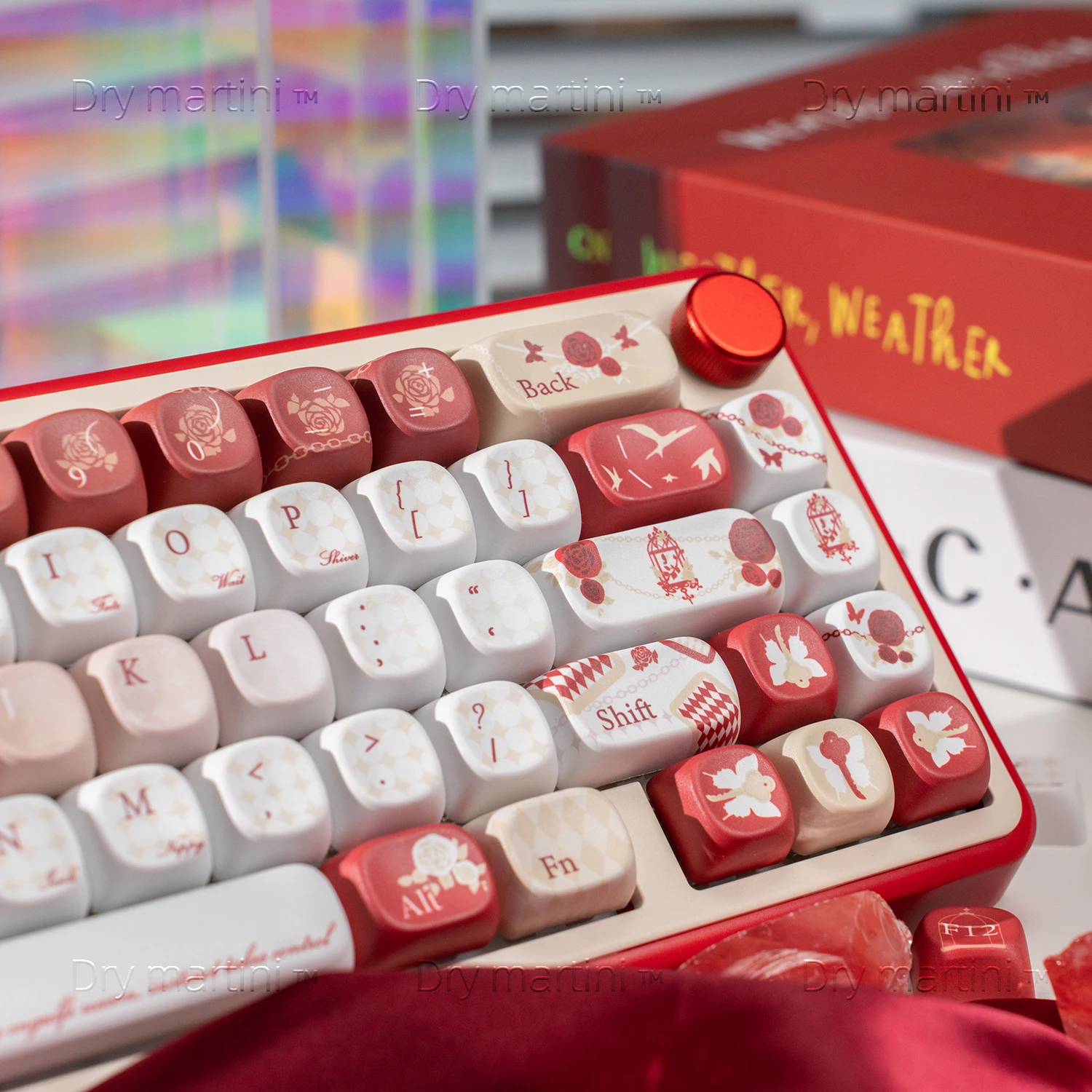 Rose Keycap MO Mechanical Keyboard Hand Drawn Ball Cap PBT Sublimation 61 68 75 87 98 100