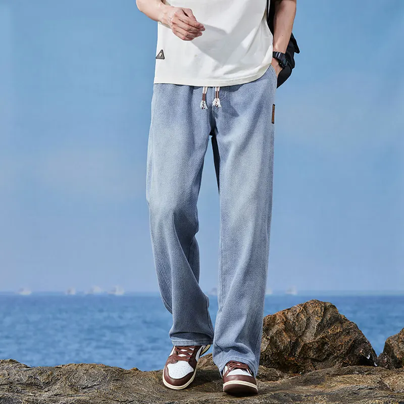 Men Summer Fashion High Quality Lyocell Fabric Jeans Men Elastic Waist Casual Denim Pants Baggy Trousers Male Oversized M-4XL - view 2