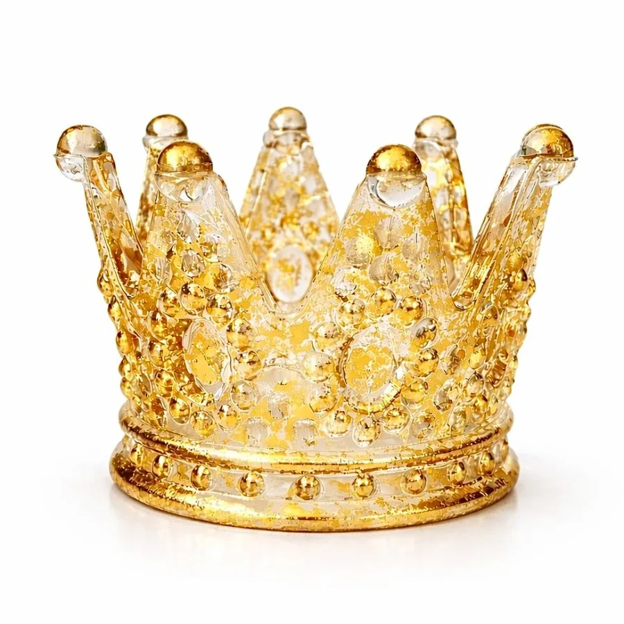 

Luxury Crown Candle Holder - Large Glass Gold Votive Candle Holder Elegant Home Decor Unique Gift for Women Meritation and Self